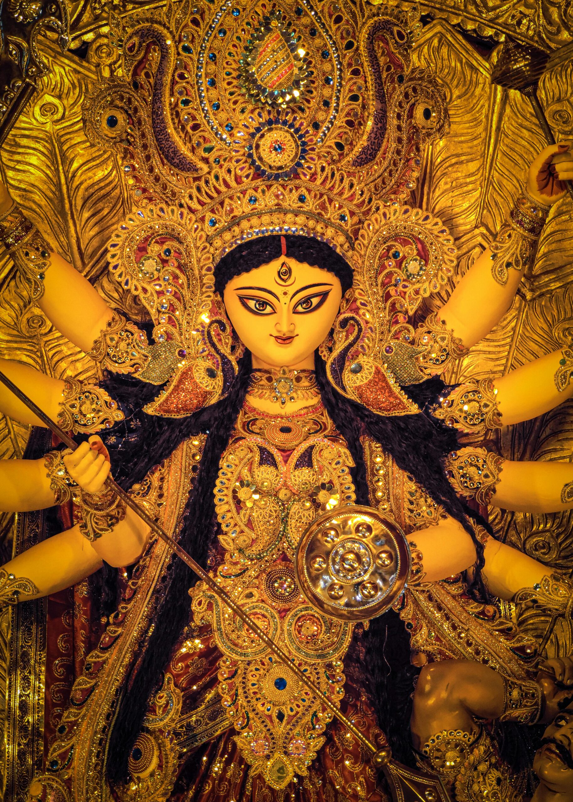Exquisite Durga Puja idol showcasing rich cultural heritage in Kolkata, India